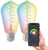 Calex Slimme Lamp - Set van 2 stuks - Wifi LED Filament Verlichting - E27 - Smart Bulb Helder - Rustiek - RGB en Warm Wit Licht