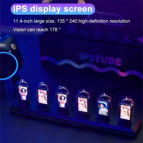 Nixie Buis Glow Clock, IN-12 fluorescerend display met 225 Nixie Buis Glow Clock, IN-12 fluorescerend display met 225