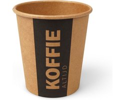 Koffiebekers 177 ml (6,5 oz), karton Ø 7,2 x 7,8 cm bruin met bedrukking 