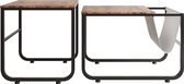 Merax Salontafel Set van 2 - Wachtkamer Tafel met Tijdschrift Houder - Stapelbaar Bijzettafel van Metaal en Hout - Bruin met Zwart
