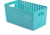 Plasticforte Opbergmand - Kastmand - rotan kunststof - turquoise blauw - 5 Liter - 15 x 28 x 13 cm