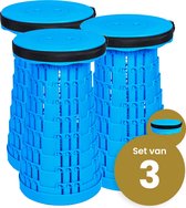 Tabouret pliable Alora extra fort bleu complet par 3 - tabouret télescopique - 250 kg - tabouret pliable - portable - chaise de camping - escabeau