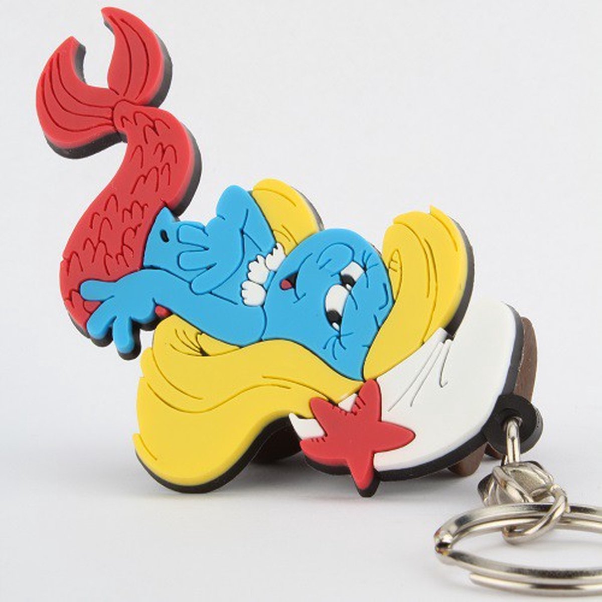 Smurfin Zeemeermin - Sleutelhanger flexibel rubber - Schleich - Eenzijdig bedrukt - 8cm