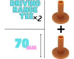 Driving range tee - 70mm - 2 stuks - Driver tee rubber - Golfaccesoires - Golftrainingsmaterialen - Afslaan - Golf tees - Golftee