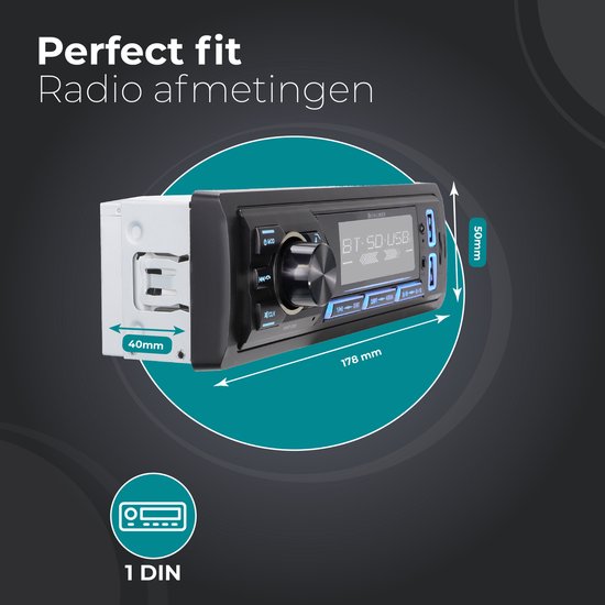 Autoradio avec Bluetooth - Autoradio avec USB, SD, AUX, FM - 1 DIN - Appels mains libres - Port de chargement USB - 4 x 55 Watt (RMD035)