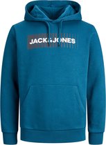 JACK & JONES Corp logo sweat hood play regular fit - heren hoodie katoenmengsel met capuchon - middenblauw - Maat: S