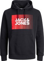 JACK & JONES Corp logo sweat hood play regular fit - heren hoodie katoenmengsel met capuchon - zwart - Maat: S