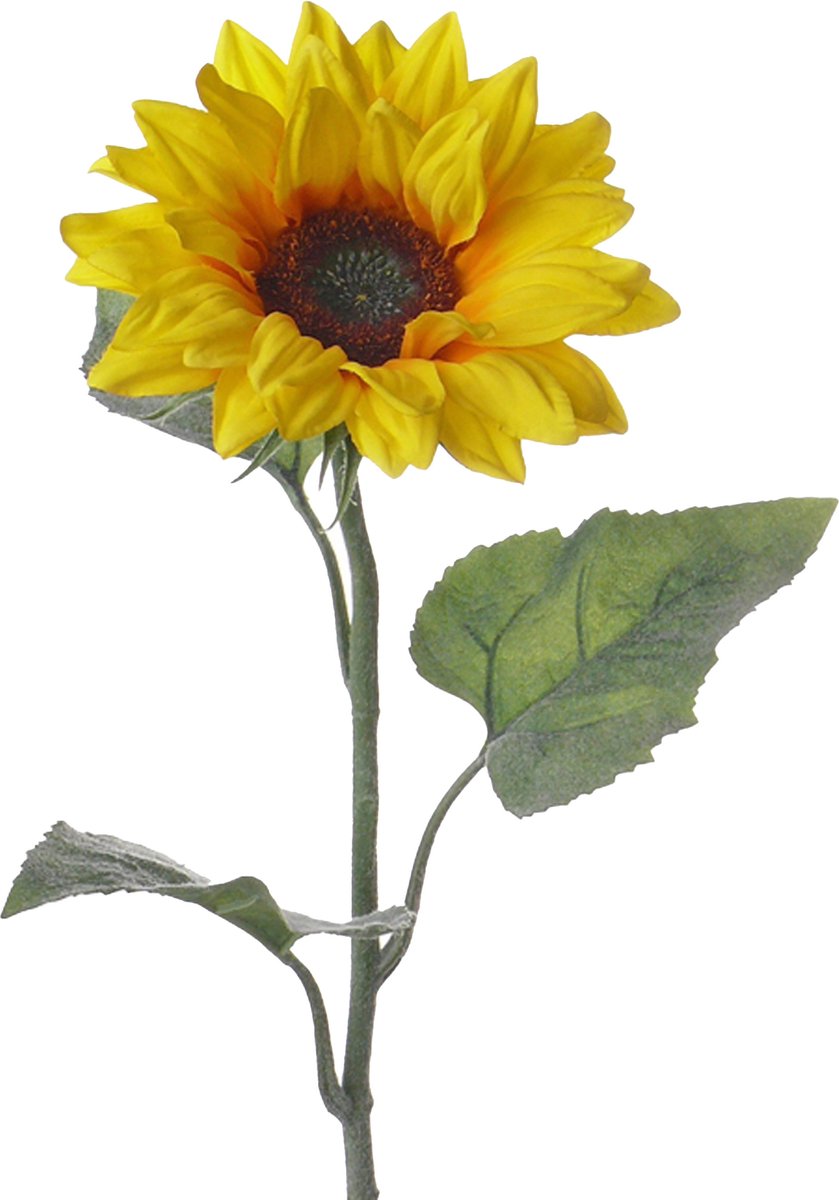 Topart Kunstbloem Zonnebloem tak - 81 cm - geel - kunst zijdebloem - decoratie