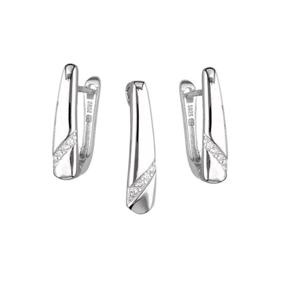 Prom Zilver Set - Zilver Oorbellen met Hanger - Oorbellen met Hanger - Zilver 925 - Amona Jewelry