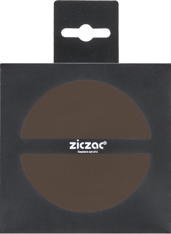 ZICZAC - Glasonderzetter TOGO - SET/12 - Kunstleder - dubbelzijdig, makkelijk schoon te maken, antislip - Rond - Dia 10 cm - Bruin
