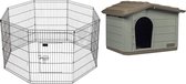 konijnenhok -knaagdierenhok - knaagdierenhuis - caviahok - caviahuis incl ren 560 lengte x 76 cm H