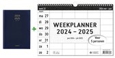 Brepols agenda 2024-2025 - 16 MAANDEN - Bretime LIMA - Dagoverzicht - Blauw + MGPcards - Weekplanner 2024-2025 - 14 Maanden