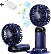COCHO® Draagbare Hand Ventilator Blauw - Airco Verkoeling 5 standen USB Oplaadbaar - Nek Ventilator -Draadloos & Oplaadbaar