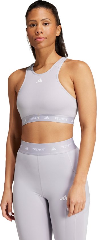 adidas Performance TECHFIT Medium-Support High-Neck Beha - Dames - Grijs- 2XL C-D