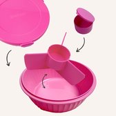Poke Love Bowl - 3 compartiments - séparateur amovible - gobelet à trempette séparé - Guava Pink