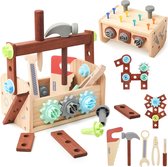 Set d'outils en bois Kids , boîte à outils en bois, Jouets Montessori, Kit à outils en bois pour Enfants, jeu de rôle, Jouets de Construction Éducatif , Jouets Garçons et Filles