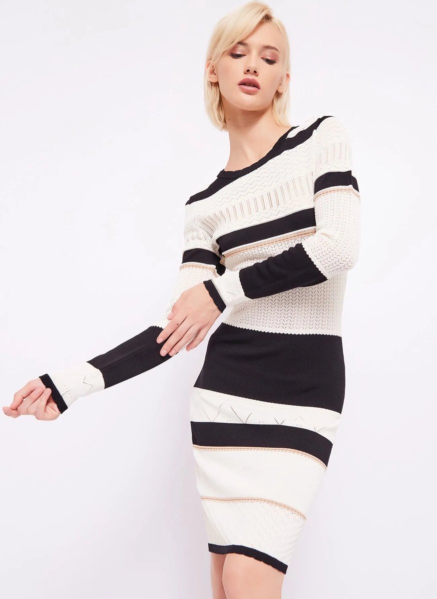 GAUDI - Women's striped Dress 411FD13003 Beige - Maat : L