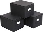 Organizers - Set: 3 Stuks - Multifunctioneel Opberg Box Doos Mand Vakken 40x30x25cm zwart