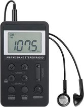 Noodradio - Draagbare Radio - Noodrantsoen - Zakradio - AM/FM Radio - Koptelefoonaansluiting - Zwart - Incl USB-kabel & Handleiding