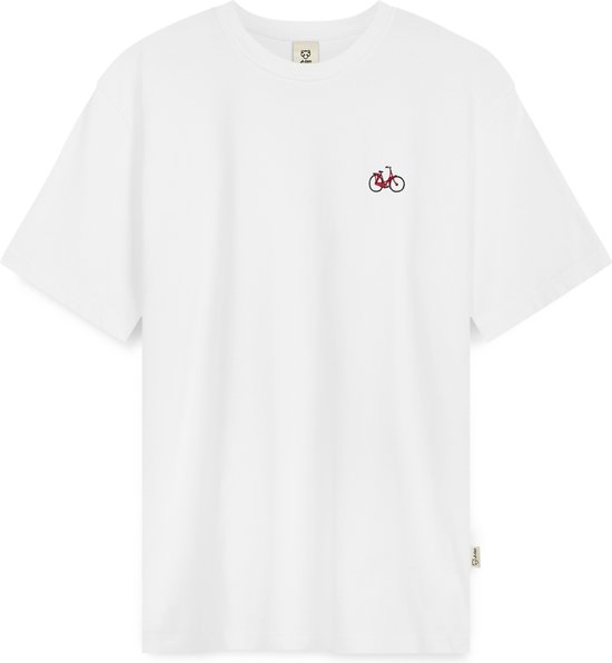 A-dam White Bike - T-shirt - Heren - Volwassenen - Vegan - Korte Mouwen - T-shirts - Katoen - Wit - L