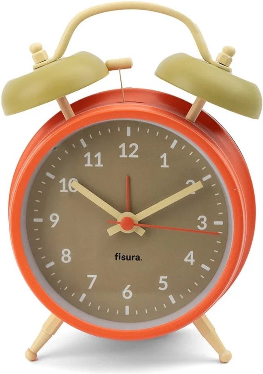 Fisura - Retro Wekker met Hamerbel - beige/oranje