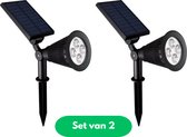 Solar spotlight - 2 stuks - Solar tuinverlichting - Buitenamp met sensor - Buitenverlichting zonne energie - Tuinverlichting op zonne energie - Solar tuinverlichting zonne energie