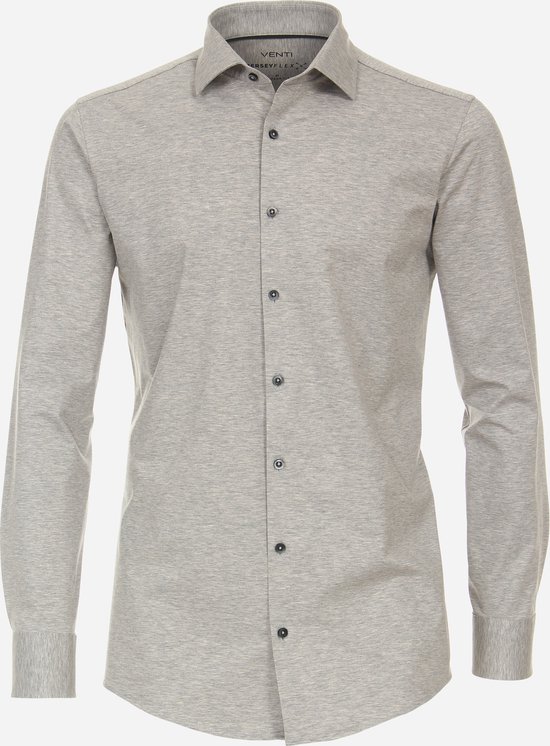 VENTI modern fit overhemd - jersey - grijs - Strijkvriendelijk - Boordmaat: 40