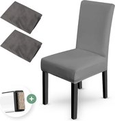 NOVOB® Housse de chaise gris (2 pièces + feutres de pieds) - Housses de siège pour chaises de salle à manger - Ensemble de housses de chaise - Parties de chaise - Housse de chaise - Stretch | Universel