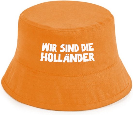 Wir sind die Hollander rustaagh hoedje oranje - bucket hat - vissershoedje - EK accessoires - EK artikelen - EK hoedje - EK 2024 - Nederlands Elftal