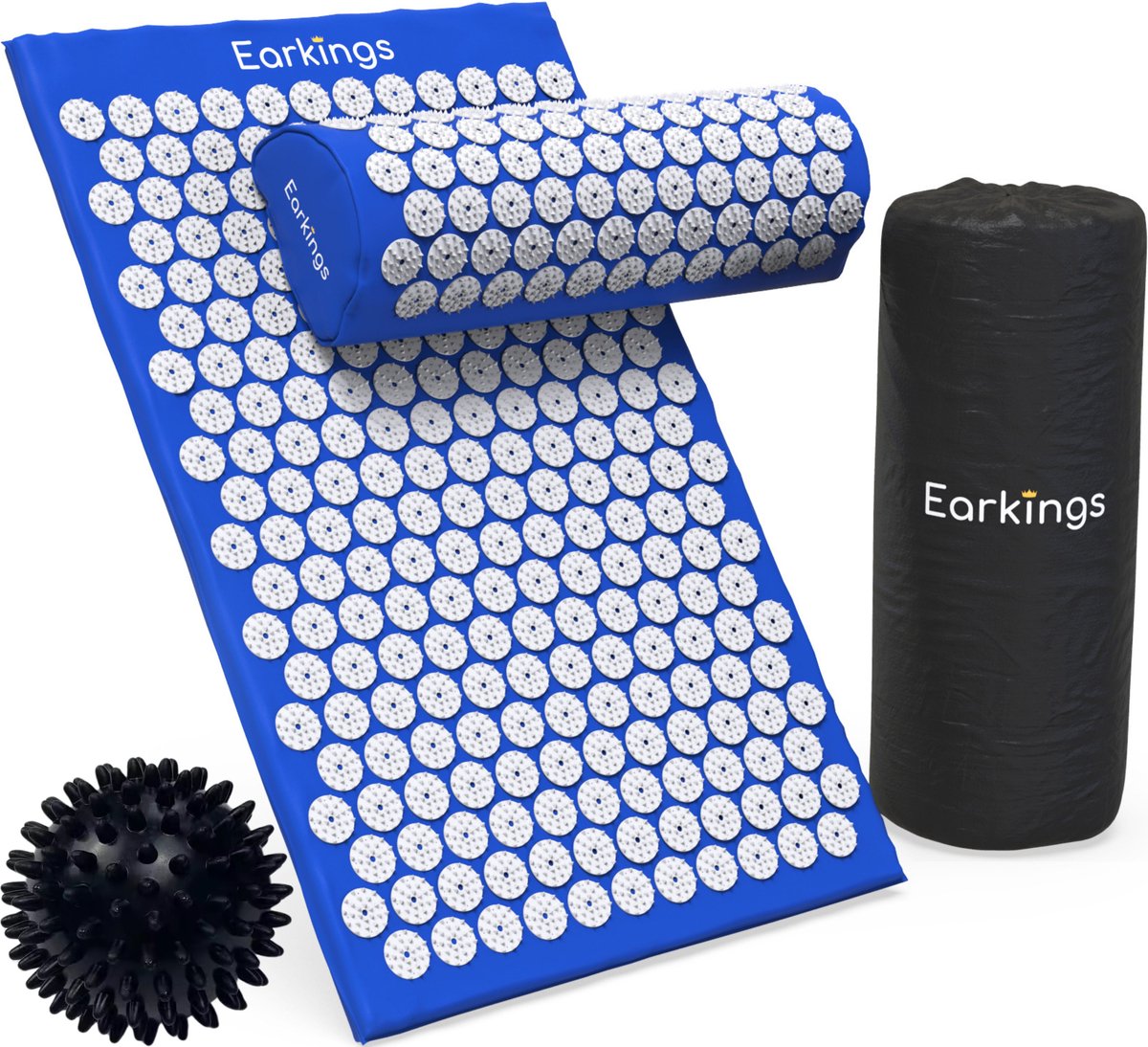 Goedkoopste Spijkermat Acupressuur Mat - Shakti Mat met Massagebal en Draagtas - Massagemat 68x42x2 cm Earkings - Blauw