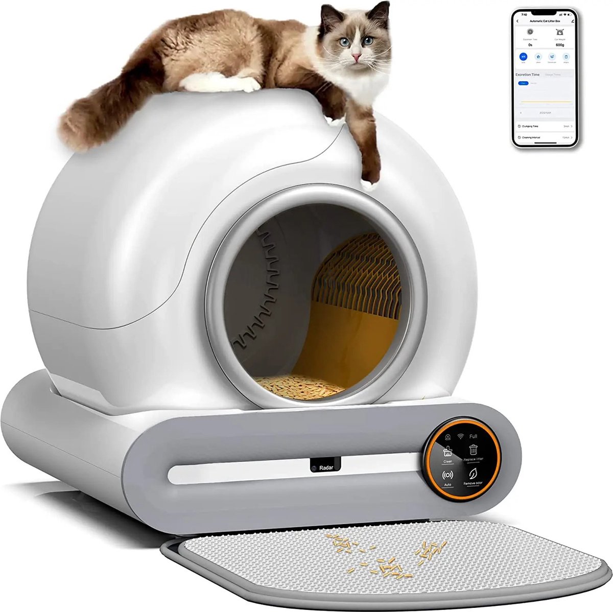 Wise® Elektrische Kattenbak - Zelfreinigend - Wifi - Automatisch - Gesloten dienblad - App - 67 L