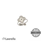 Betoverende Zilverkleurige Verstelbare Klaverring Roestvrij Stalen van Leerella - Een Tijdloos Cadeau voor Moederdag, Verjaardag en Valentijnsdag | Luxe Accessoire van Duurzaam RVS | 100% Kleurvast