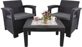Tuin set- 2x stoel + tafel- compleet set voor in de tuin - Tuinmeubel / Terrasmeubel