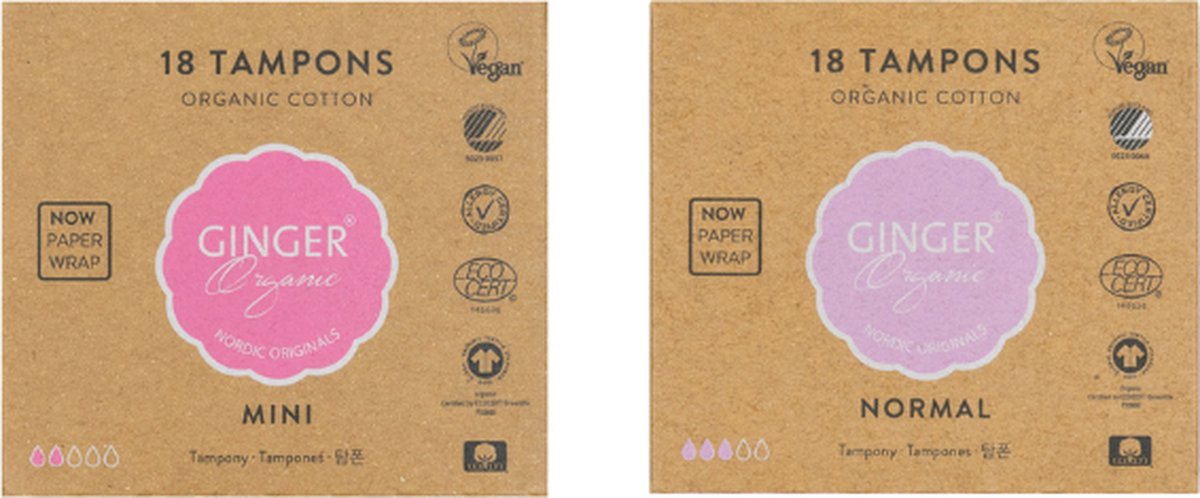 Goedkoopste Ginger Organic Cotton Lock Tampons - Normaal Mini - Biologisch katoen - Comfortabel - Betrouwbaar - Huidvriendelijk