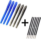 6 x Uitgumbare pen - Uitwisbare pen - Inclusief 6 Extra Navullingen - 0.7 mm - Balpen - Blauw en Zwart