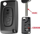 XEOD Autosleutelbehuizing - sleutelbehuizing auto - sleutel - Autosleutel / Geschikt voor: Peugeot 2 knops HU83 CE0536