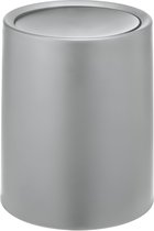 Prullenbak Atri, cosmetica-emmer van 6 liter met deksel van hoogwaardige kunststof met binnenemmer, de hoes maakt vuilniszakken onzichtbaar, (B/D × H) Ø 21 × 25,5 cm, grijs