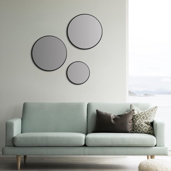 Picasso spiegel zwart Ø 40 cm - met hoogwaardig aluminium frame voor stijlvolle sfeer - perfecte ronde badkamerspiegel die elegantie en functionaliteit combineertPicasso spiegel zwart Ø 40 cm - met hoogwaardig aluminium frame voor stijlvolle sfeer -