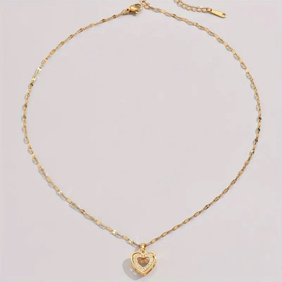 Myla - Collier acier plaqué or avec pendentif coeur blanc