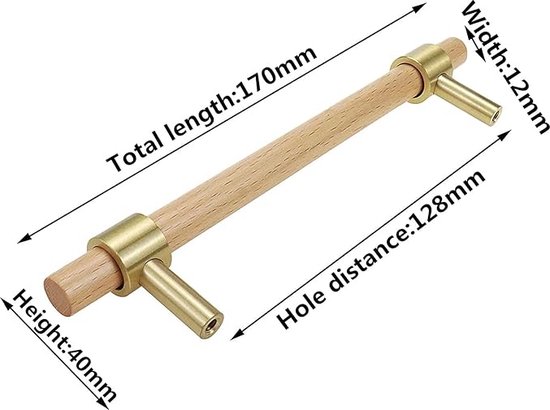keukenkast handgrepen,SYZOW 6 stuks meubelgrepen hout 128mm houten