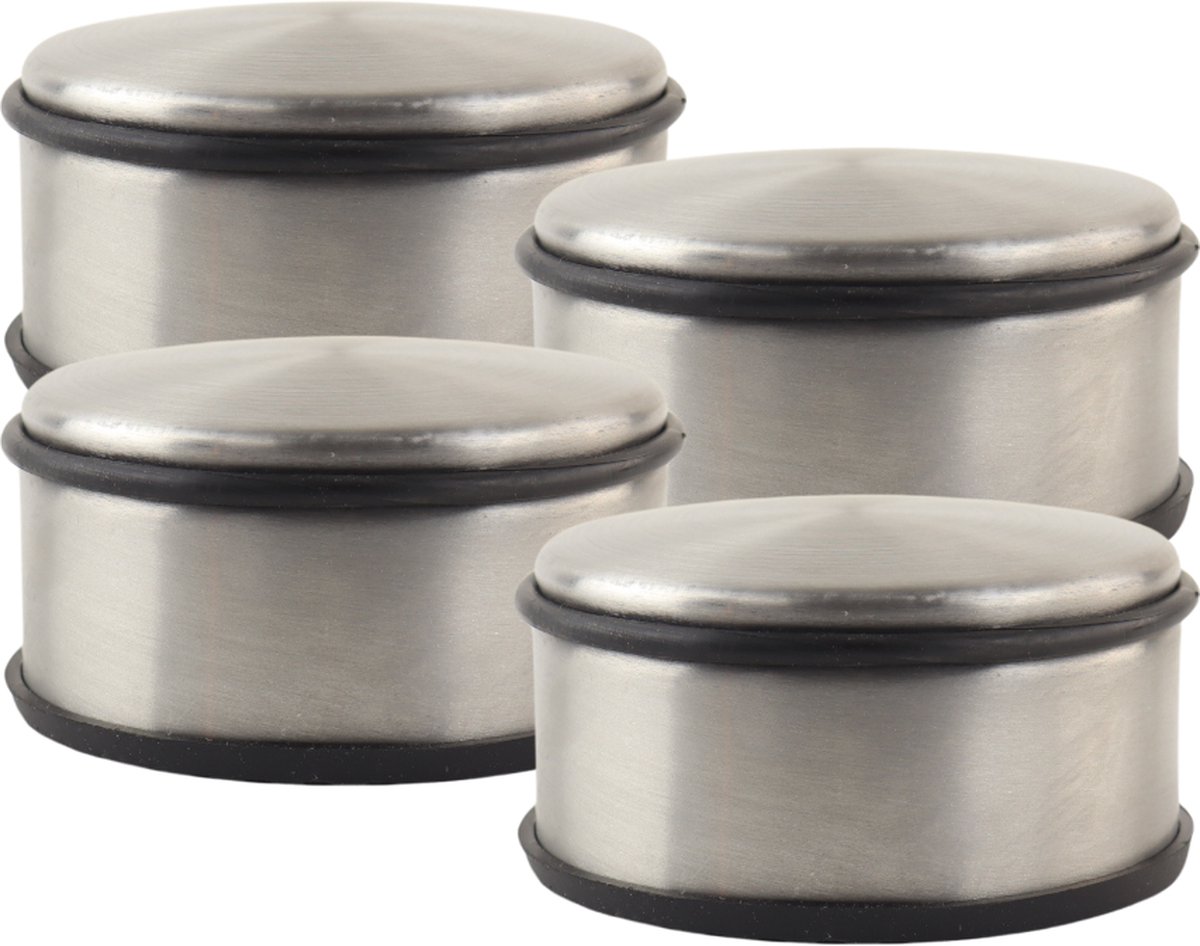 NORDIX Deurstop - 4 Stuks - Deurstopper - Deurstoppers voor Binnen - Deurbuffer - Deurvastzetter - Antislip - RVS - 11cm - ACERO