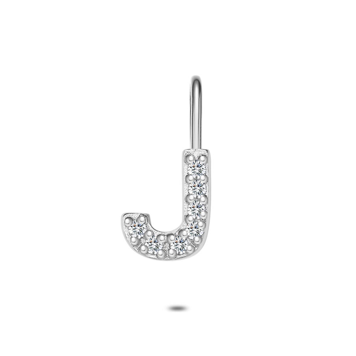 Twice As Nice Hanger in zilver, letter J met steentjes