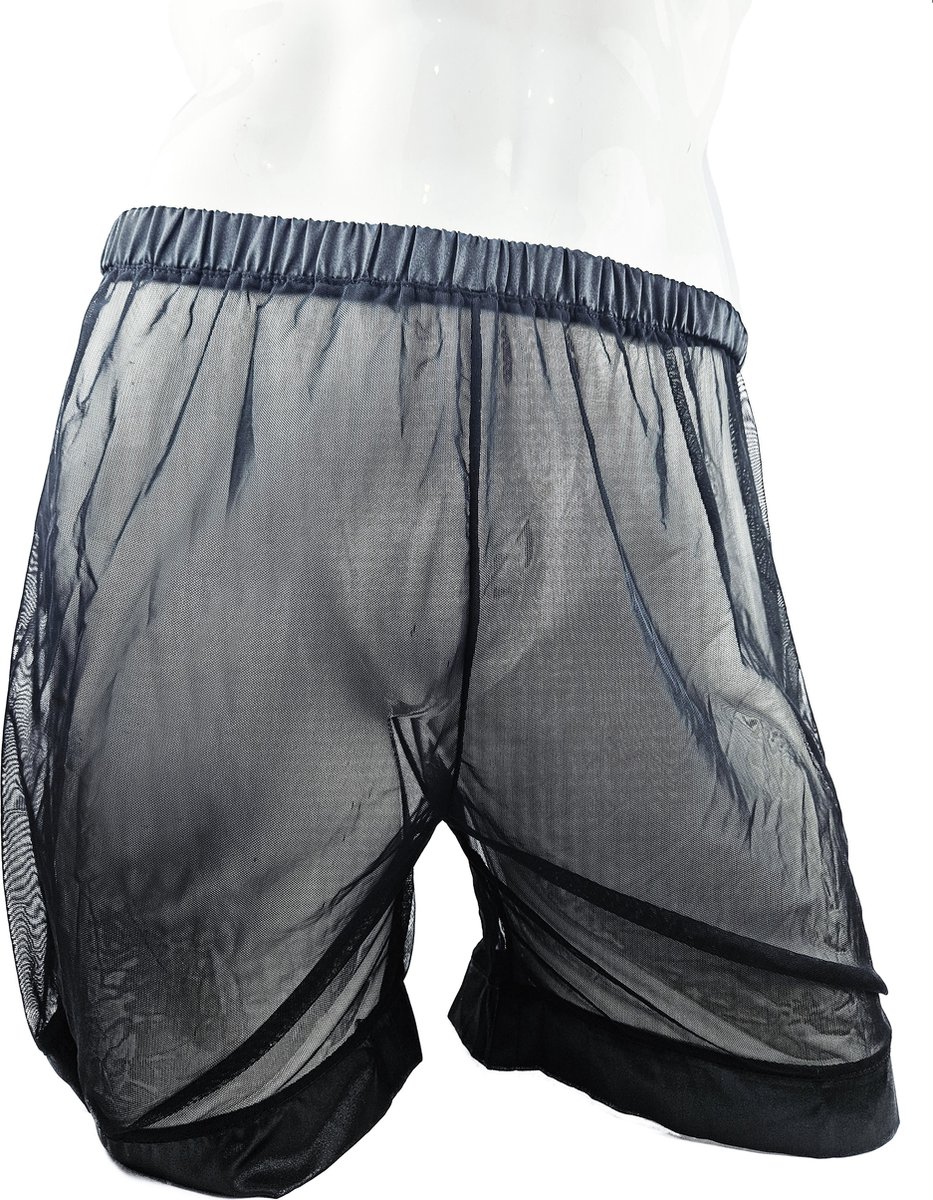 Goedkoopste BamBella ® - Boxer short - Maat S/M - Sexy Zwart Erotische kant doorzichtige onderbroek Heren
