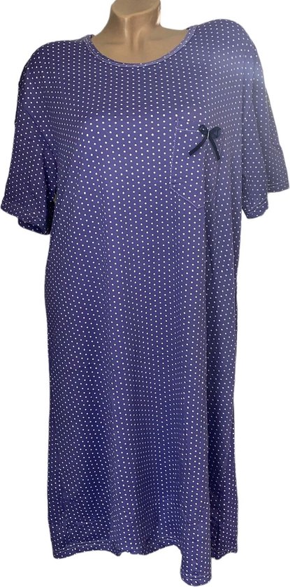 Dames nachthemd korte mouw 6533 met stippen XL paars