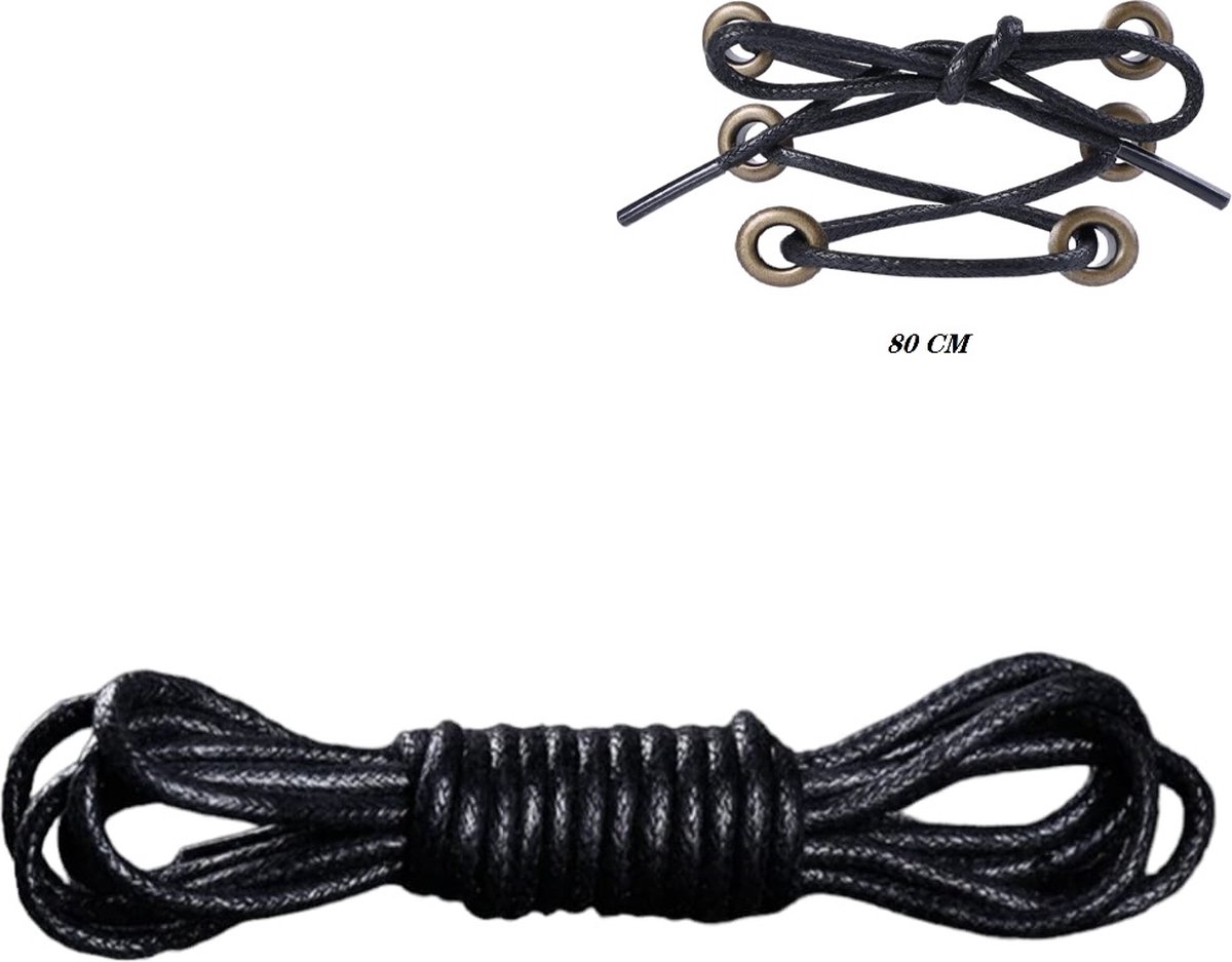 Ronde schoenveters Zwart -Gewaxt- Youhomy Shoelaces- veter 80 CM- Geschikt voor leder schoenen
