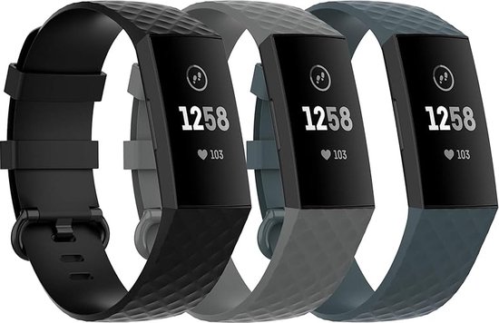 *** Bracelet adapté aux bracelets Fitbit Charge 3 et 4 - Ardoise (Grijs) - Taille : ML - Bracelet de montre, Bracelet de Heble® ***
