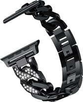Vrouwen Armband - Bling Diamant Band - Metalen Riem Geschikt Voor Apple Watch Band - 38mm 40mm 41mm Geschikt Voor Apple Smart watch Serie 7 Se 6 5 4 - Luxe Design Zwart