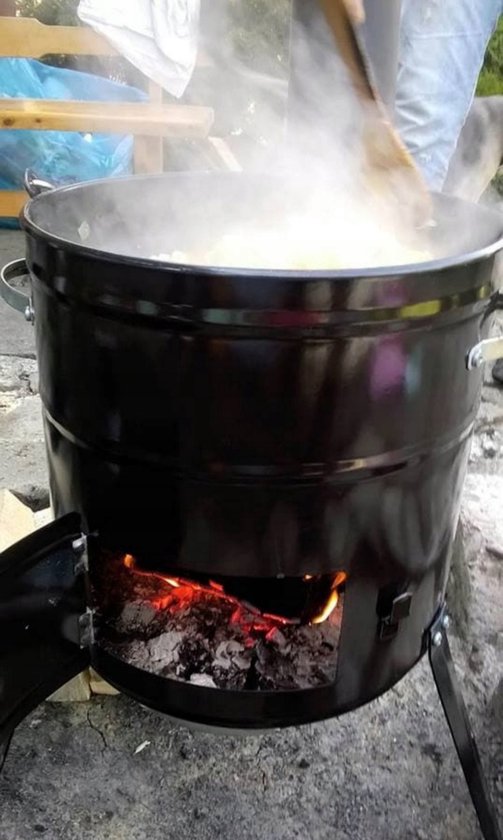 Buiten kookkachel set,GIETIJZEREN KOOKPAN Ø32!!!, Buiten keuken, Houtkachel met gietijzeren pan. Hongaarse ketel, Terras kachel. Inhoud8L — afbeelding 4