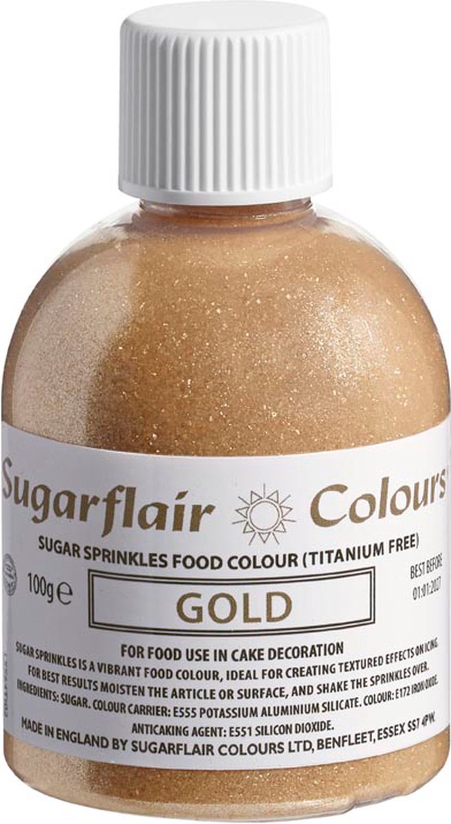 Sugarflair Sugar Sprinkles - gouden gekleurde suiker - eetbare taartdecoratie - 100g