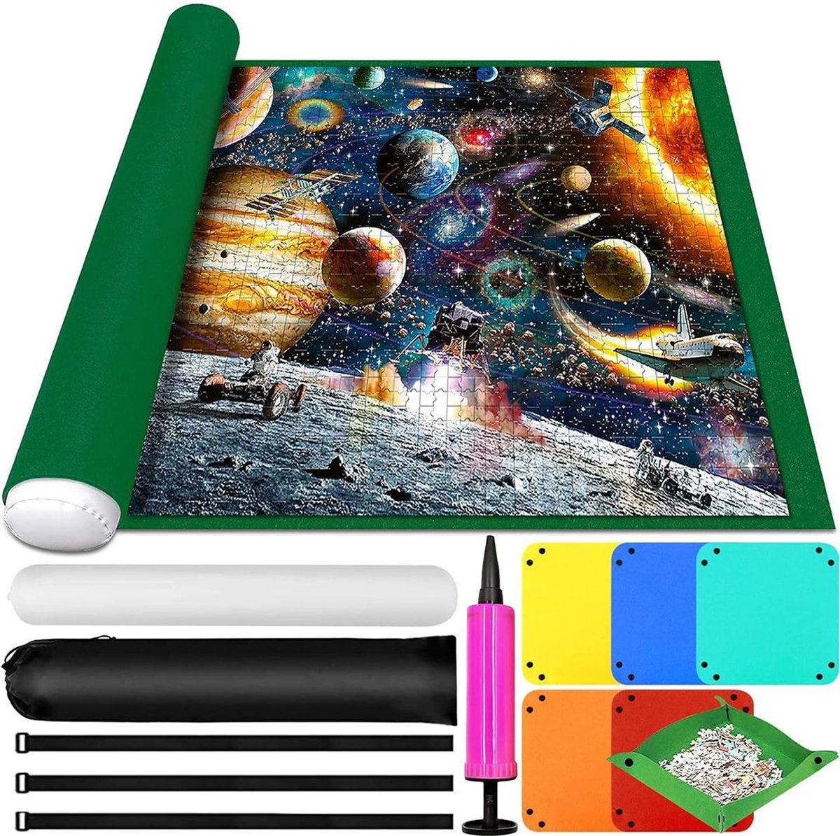 Dailysupplies Puzzelmat voor 3000stukjes Puzzelmap met Accessoires Puzzelbord Puzzelmatten Puzzelmat Volwassen en Kinderen Geschikt voor legpuzzel 2000 1500 1000 Stuks Donker Groen